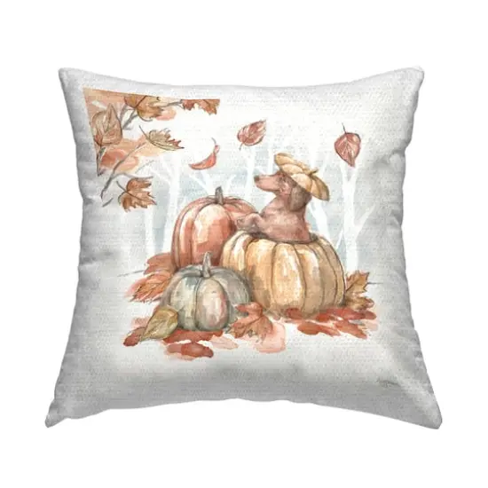 Stupell Industries Fun Dachshund & Pumpkin Outdoor Printed Pillow {1}