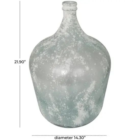 22" Frosted Clear Spanish Bottle Recycled Glass Vase {10}