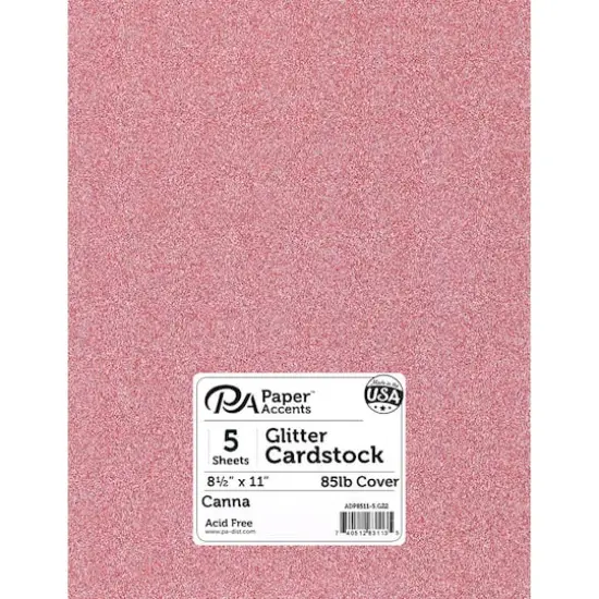 PA Paper&trade; Accents 8.5" x 11" 85lb. Glitter Cardstock, 5 Sheets Canna {1}