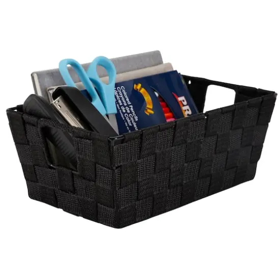 Simplify Small Black Woven Storage Shelf Baskets, 2ct. {3}