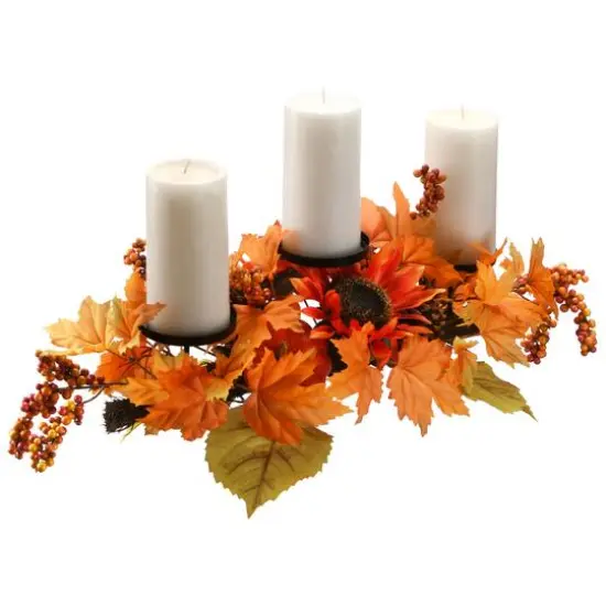 24" Orange Harvest Maple Leaf Candleholder {6}
