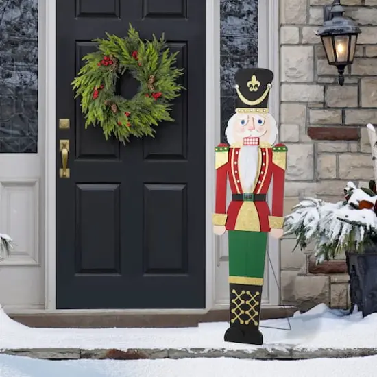 Glitzhome&reg; 60" Christmas Wooden Traditional Nutcracker Porch Decor {3}