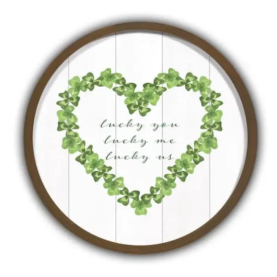 Lucky Us Round Brown Framed Print {1}