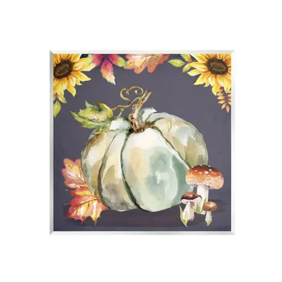 Stupell Industries Floral Autumn Pumpkin & Mushrooms Wall Plaque Art {1}