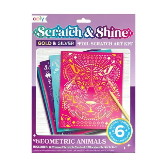 OOLY Scratch & Shine Geo Animals Foil Scratch Art Kit {1}