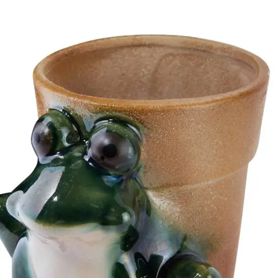 Hello Honey&reg; 5.5" Green Stoneware Frog Planter {5}