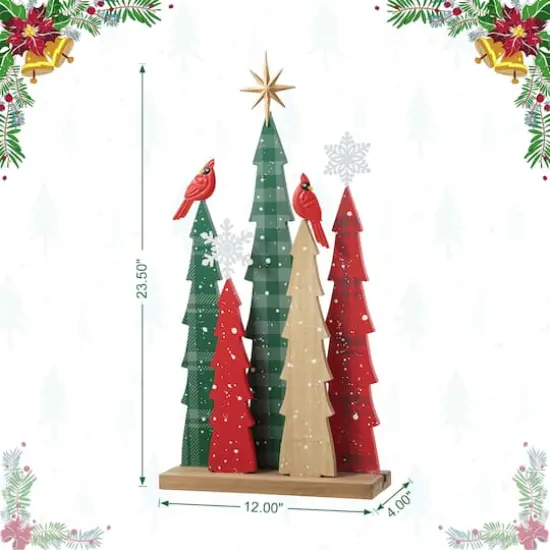 Glitzhome&reg; 23.5" Wooden Christmas Tree Table D&eacute;cor {9}