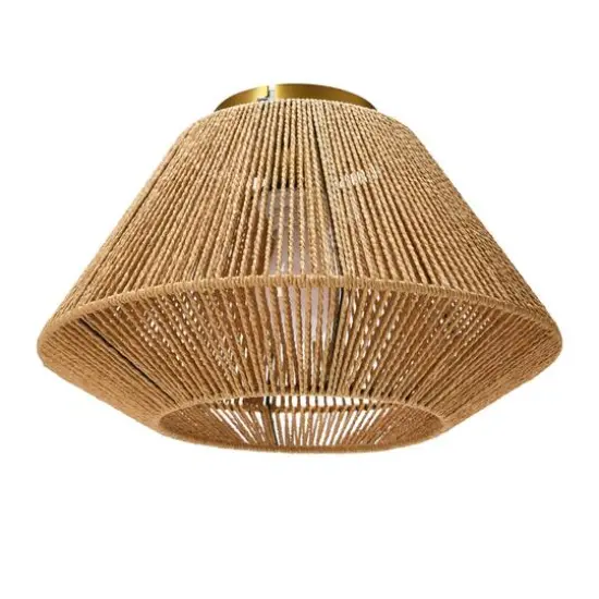 Hello Honey&reg; 13.8" Coastal Ceiling Lamp with Natural Paper Rope Shade and Iron Base {1}