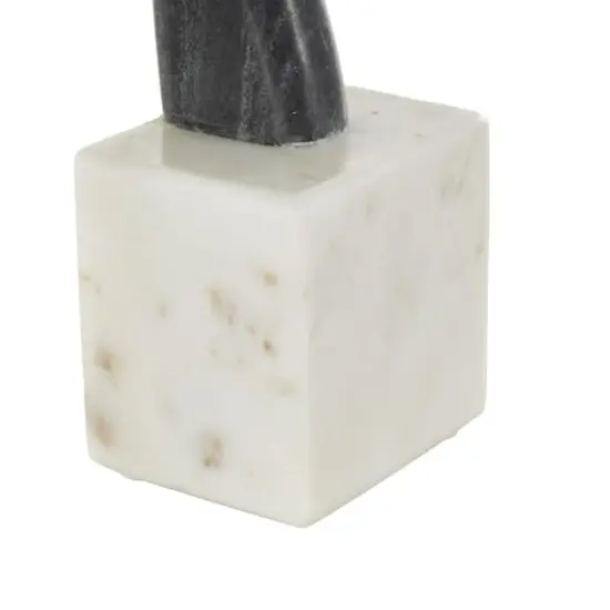 7" Black Marble Horse Distressed Decorative Bookends with White Block Bases, 2ct. {5}