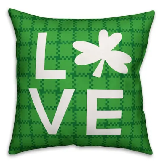 Plaid Clover Love Throw Pillow {1}
