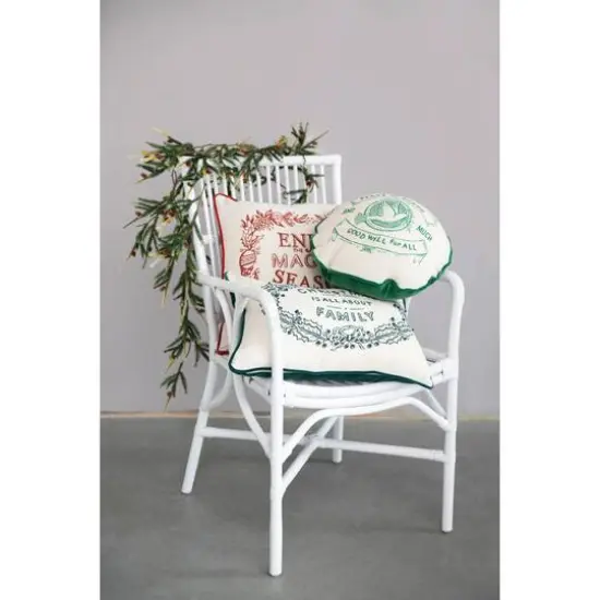 Hello Honey&reg; 20" Christmas is All About Family Cotton Lumbar Embroidered Pillow {3}