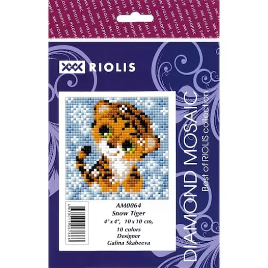 RIOLIS Diamond Snow Tiger Mosaic Kit, Square Diamonds {3}