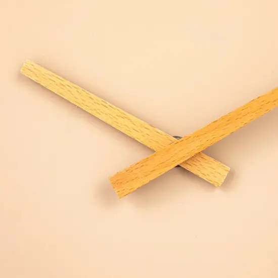 Hello Honey® 12" Beige & Natural Round Stoneware & Wood Wall Clock {3}