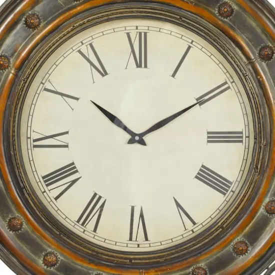 Brown Rustic Metal Wall Clock {5}