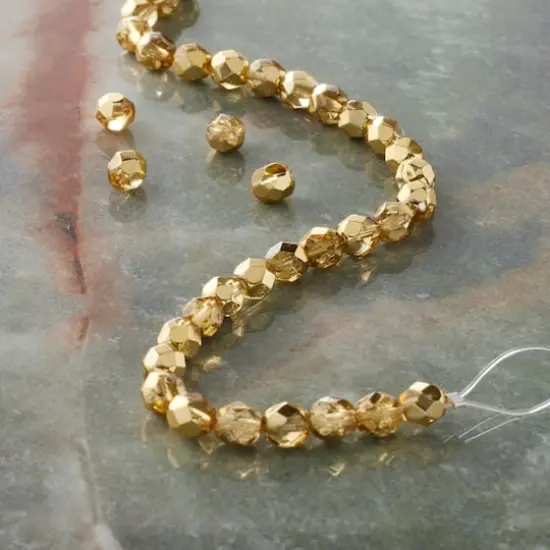 Gold Czech Fire Polished Glass Faceted Round Beads, 6mm by Bead Landing&trade; {3}