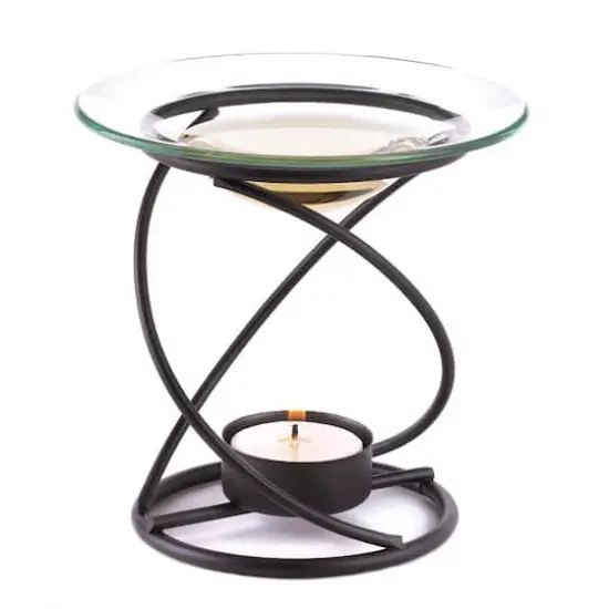 4.5" Modern Spiral Metal & Glass Candle Oil Warmer {1}