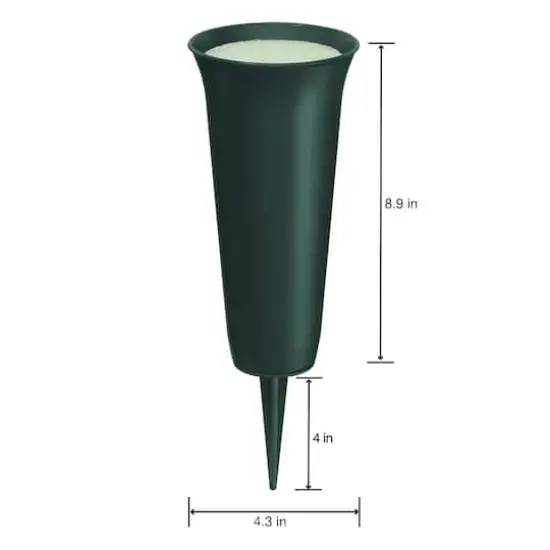 FloraCraft&reg; Eternity&trade; Green Plastic Cemetery Vase with FloraFōM&reg; Insert {6}