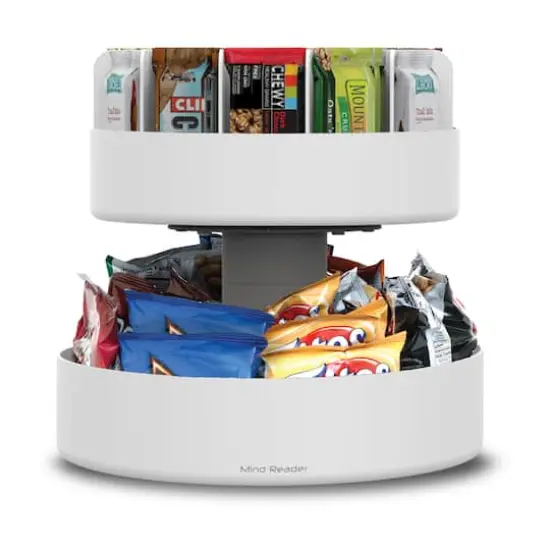 Mind Reader White 2-Tier Lazy Susan Granola Bar and Snack Organizer {1}