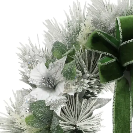 24" Adorned Flocked White Wreath {5}