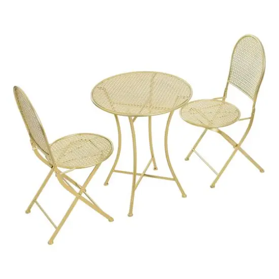 Hello Honey&reg; Metal Cane Outdoor Bistro Patio Set Gold {5}