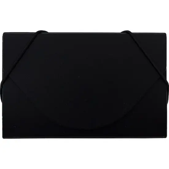 JAM Paper Black Plastic Business Card Holder Case with Round Flap {1}
