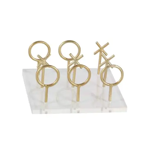 CosmoLiving by Cosmopolitan Gold & White Acrylic Glam Tic-Tac-Toe Game Set {5}
