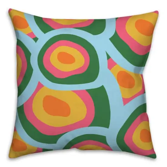 18" Abstract Retro Circles Spun Poly Pillow {1}