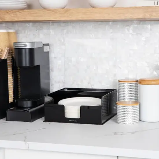 Mind Reader Foundation Collection Black Covered Plate Dispenser {3}