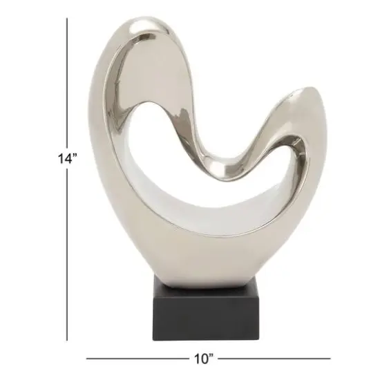 14" Porcelain Modern Abstract Sculpture Silver {6}
