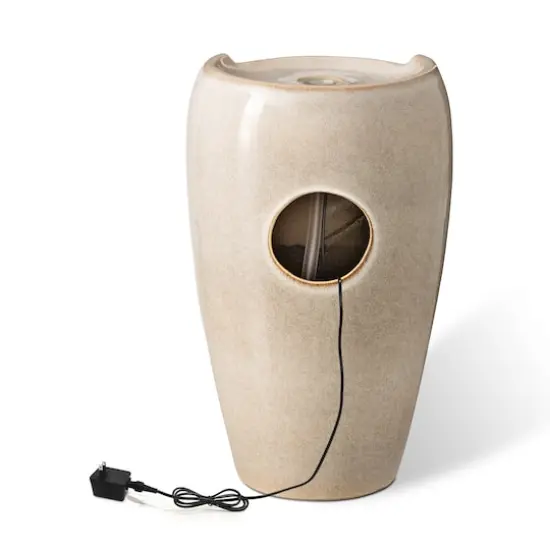 Glitzhome&reg; 21" Sand Beige LED Ceramic Fountain {7}