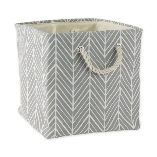 DII&reg; 13" Gray Herringbone Square Fabric Bin {1}