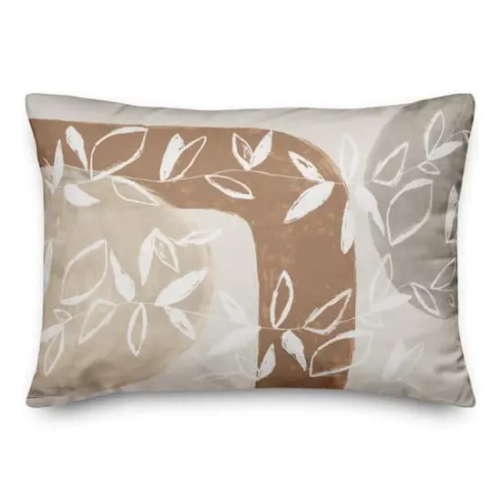 Abstract Neutral Flowers Indoor/Outdoor Pillow {1}
