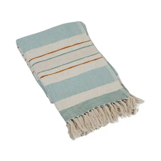 Hello Honey&reg; 60" Multicolor Striped Woven Cotton & Linen Throw with Fringe {1}
