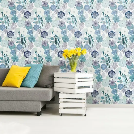 RoomMates Perennial Blooms Peel & Stick Wallpaper Blue {5}