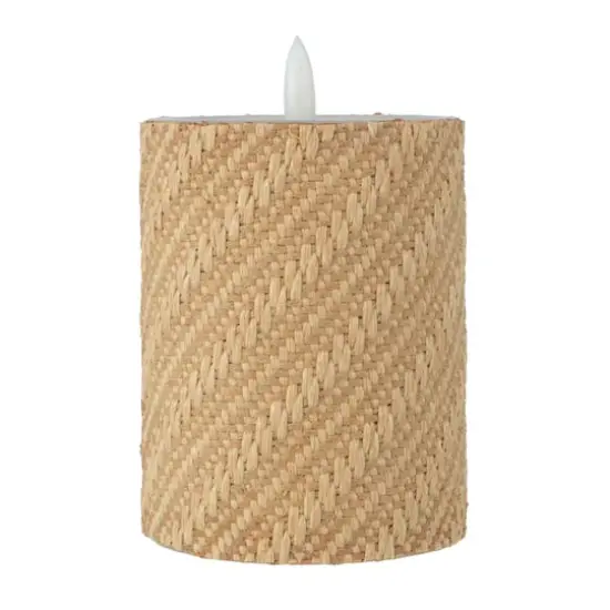 4" Woven Wax LED Pillar Candle by Ashland&reg; Natural {1}