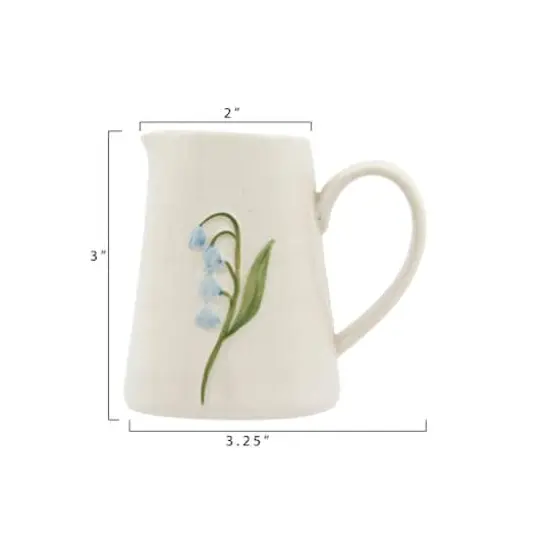 Hello Honey® White Stoneware Creamer with Hand-Painted & Embossed Birds Set {3}