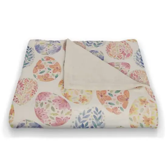 Colorful Floral Easter Eggs 50" x 60" Coral Fleece Blanket {3}
