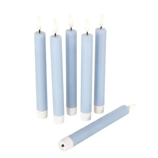 8" Flameless Wax Candles with Remote Control, 6ct. Light Blue {3}