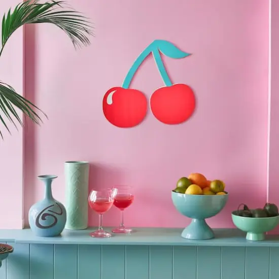 American Art Decor Tipsy Cherries Wall Plaque - 20" x 18" x 8.75" {3}