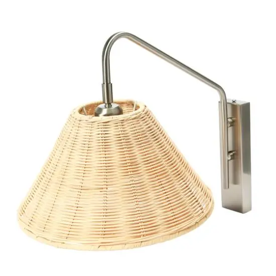 Hello Honey&reg; Rattan & Metal Wall Sconce Satin Nickel {6}