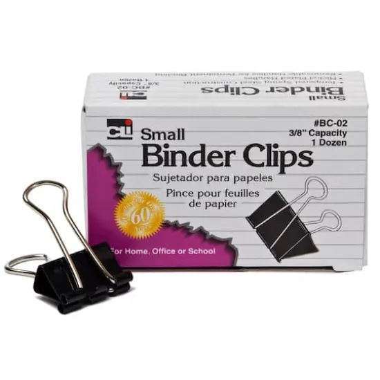 Charles Leonard 3/8" Black Binder Clips, 48 Packs of 12 {3}