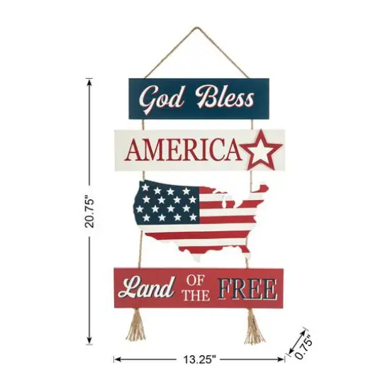 Glitzhome&reg; 21" Patriotic American Sign Door Hanger {7}