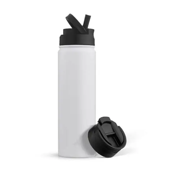 JoyJolt® 22oz. Triple Insulated Water Bottle with Flip Lid & Sport Straw Lid White {1}
