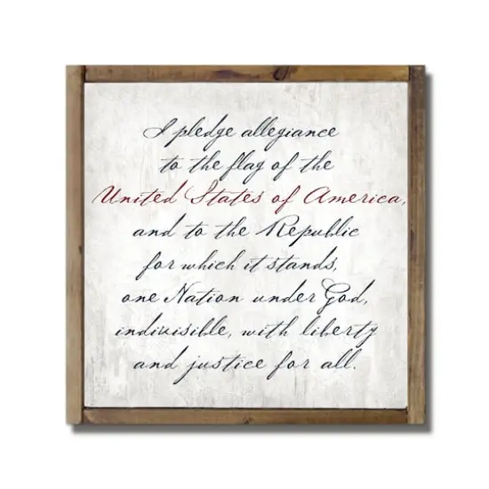 Script Pledge of Allegiance Framed Wood Plaque {1}