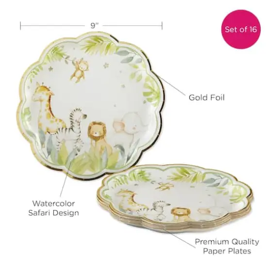 Kate Aspen 9" Safari Baby Premium Paper Plates Set, 16ct. {8}