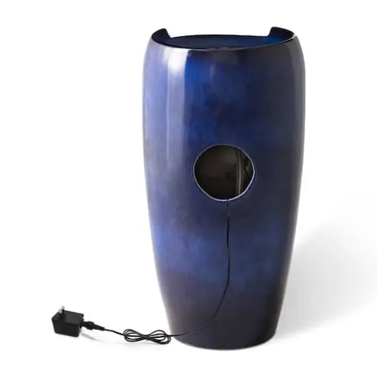 Glitzhome&reg; 29" Ceramic Pot Fountain Cobalt Blue {7}