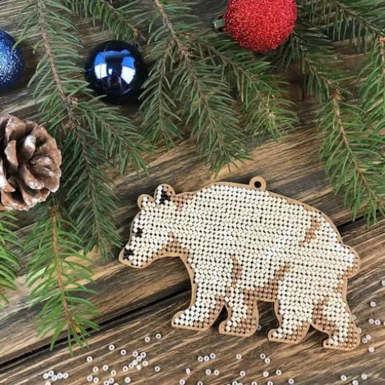 Wonderland Crafts Polar Bear Embroidery on Wood Kit {4}