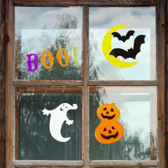 Moon & Bats Halloween Gel Window Clings {3}