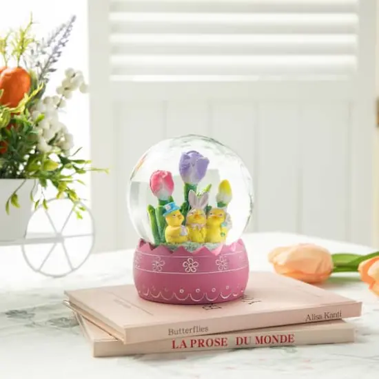 Glitzhome&reg; 5" Easter Chick Family Waterglobe {3}