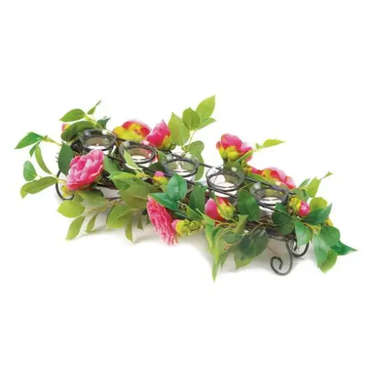 Pink Faux Floral Candleholder 18" x 9" x 4.75" {3}